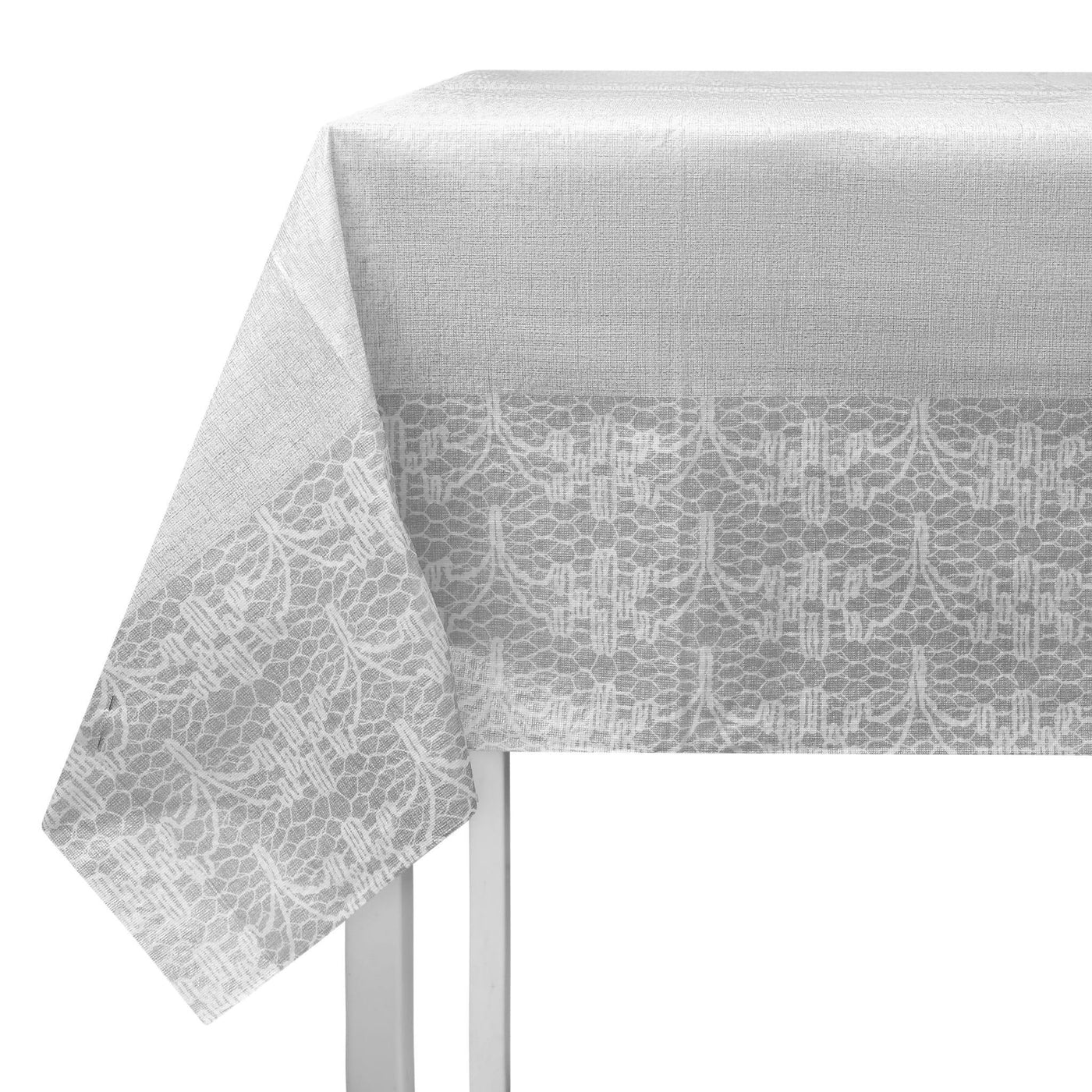54"x108" White & Silver Plastic Print Tablecloth (1 Count)