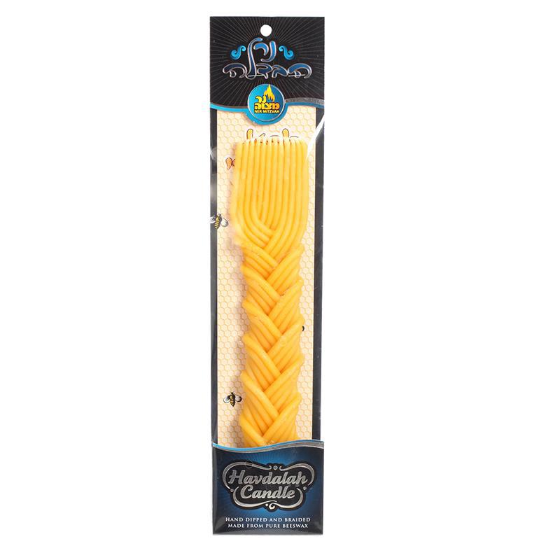 Her Mitzvah, 13" Pure Beeswax Braided Havdalah Canfle - Yellow