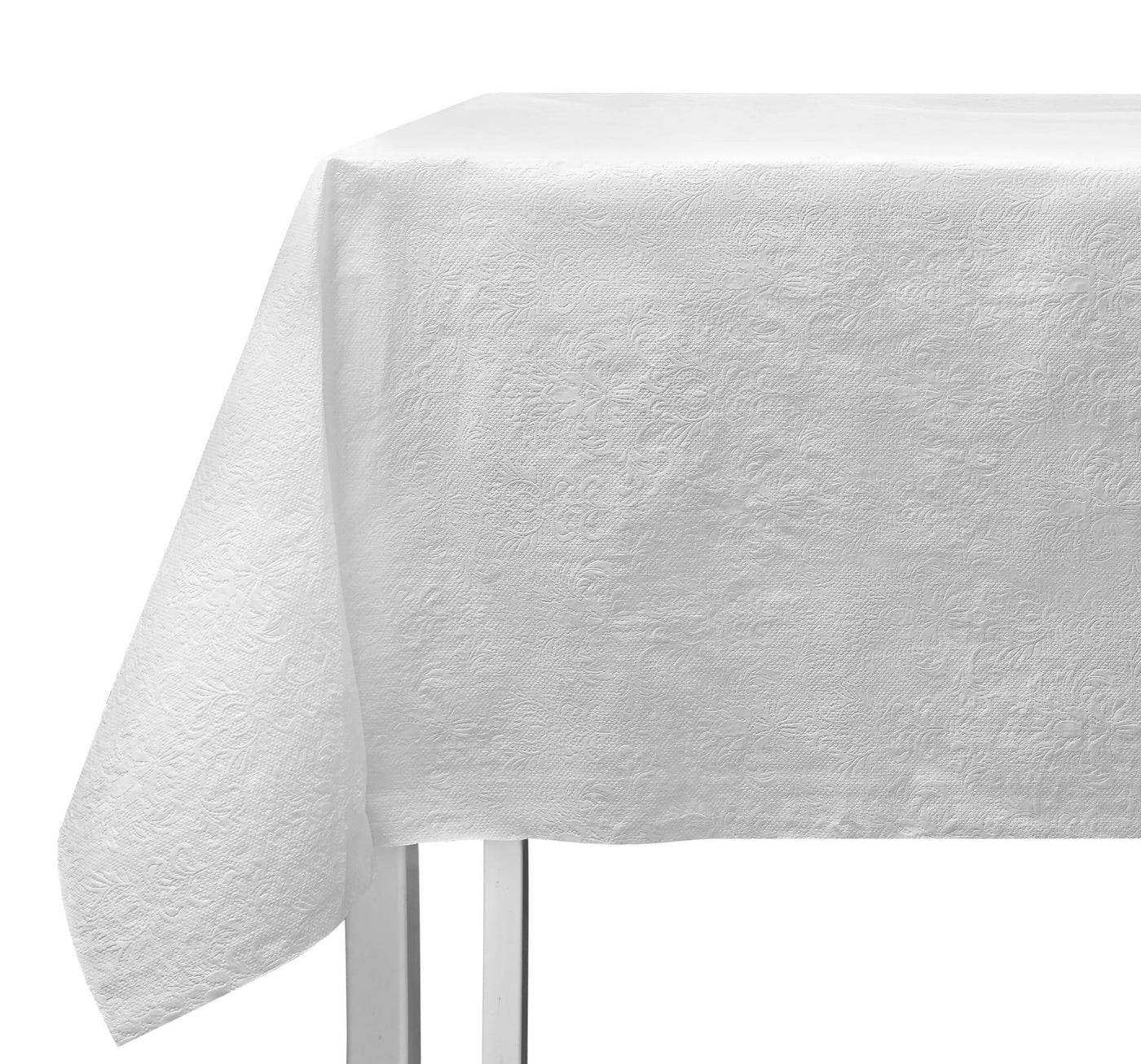 54"x108" White Plastic Embossed Tablecloth (1 Count)