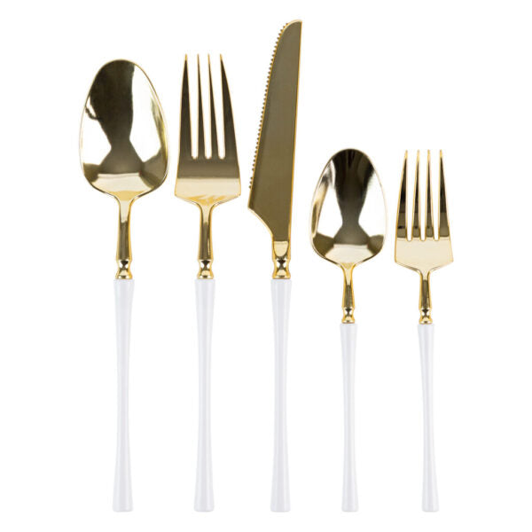 White & Gold Infinity Flatware Combo - Service for 8 - Set With Style