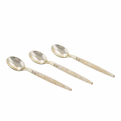 Gold Glitter Plastic Cutlery Set - Set With Style