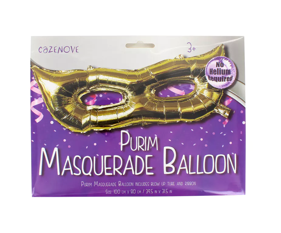 Gold Purim Masquerade Balloon - Set With Style