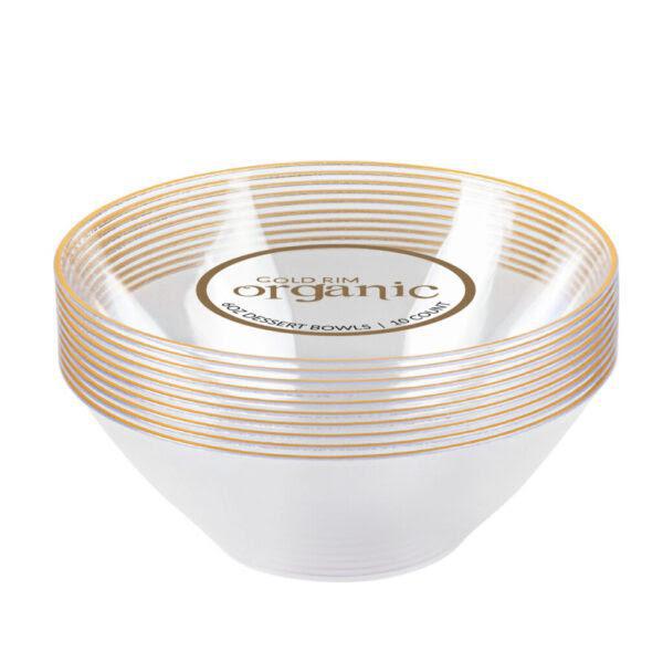 Organic Clear with Gold Rim 6 oz. Bowls - Set With Style
