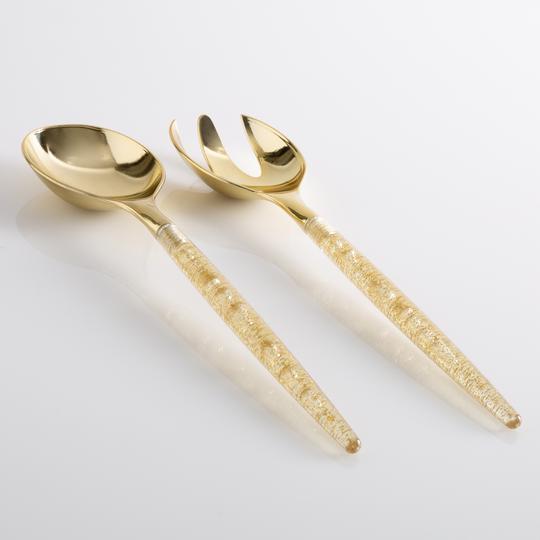Gold Glitter Plastic Serving Fork • Spoon Set - Set With Style