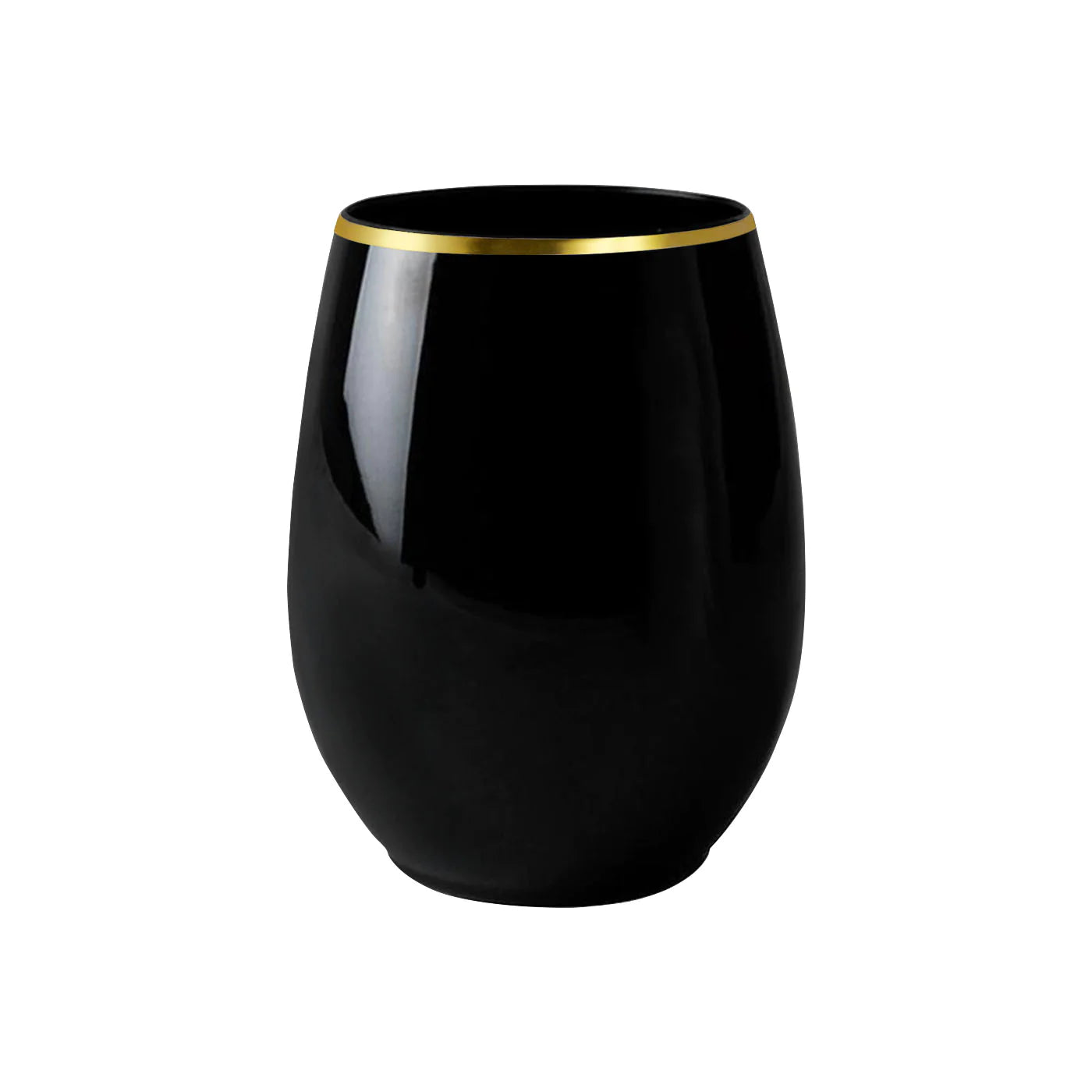 Plastic Glasses - Black Gold Rim Wine Glasses