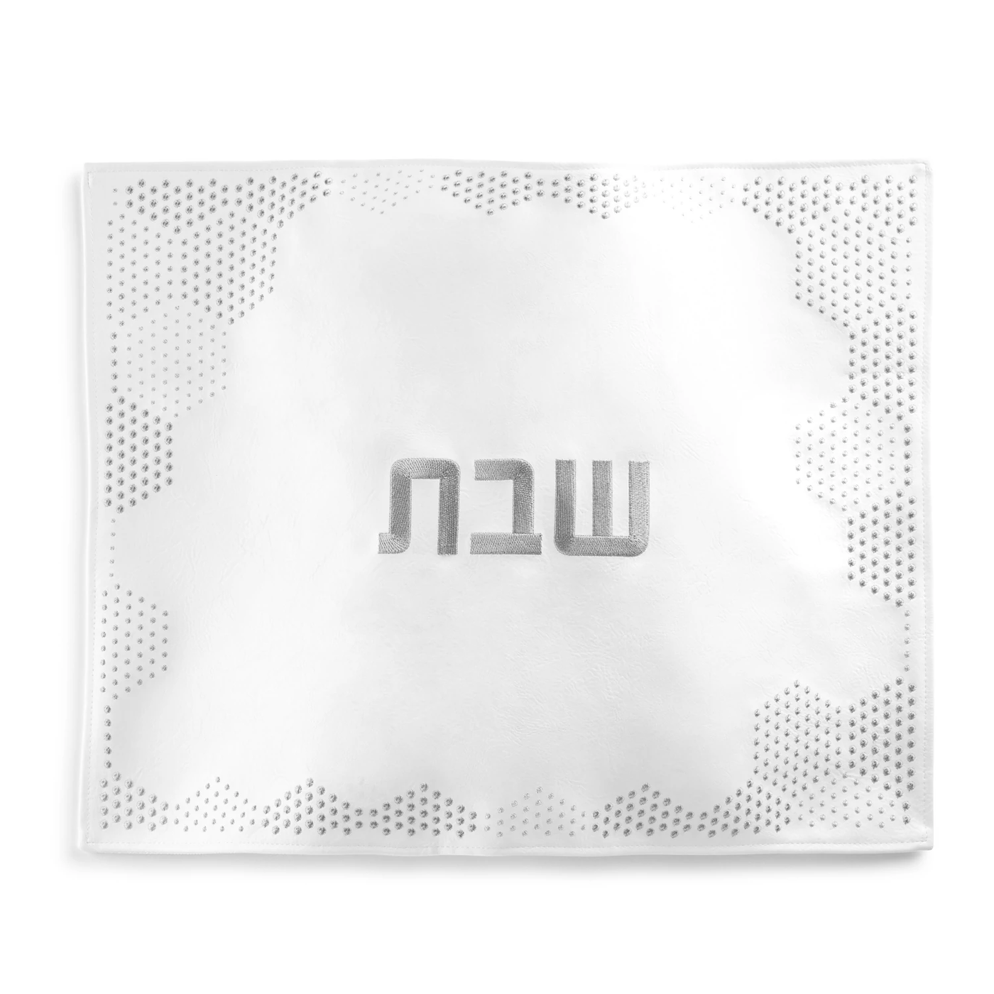 Hexagon Dot Border Challah Cover - Silver - Set With Style