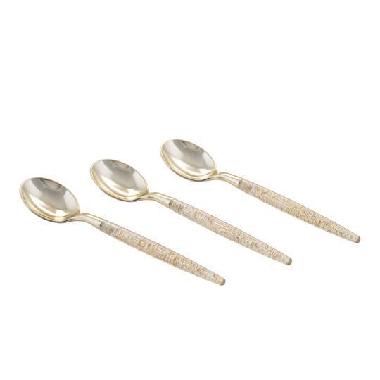 Gold Glitter Plastic Mini Spoons | 20 Spoons - Set With Style