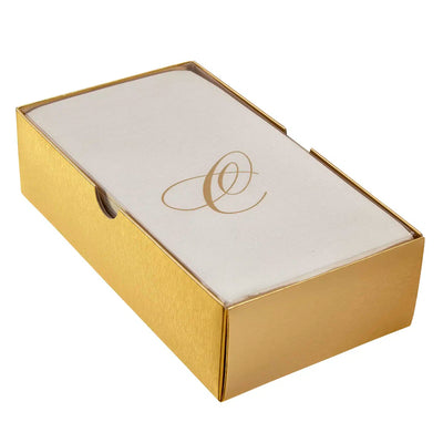 Gold Monogrammed Linen Look Guest Napkins - "C" (24ct) - Set With Style