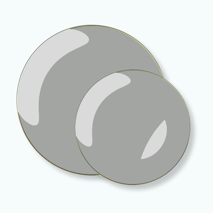 Round Gray • Gold Plastic Plates | 10 Pack - Set With Style