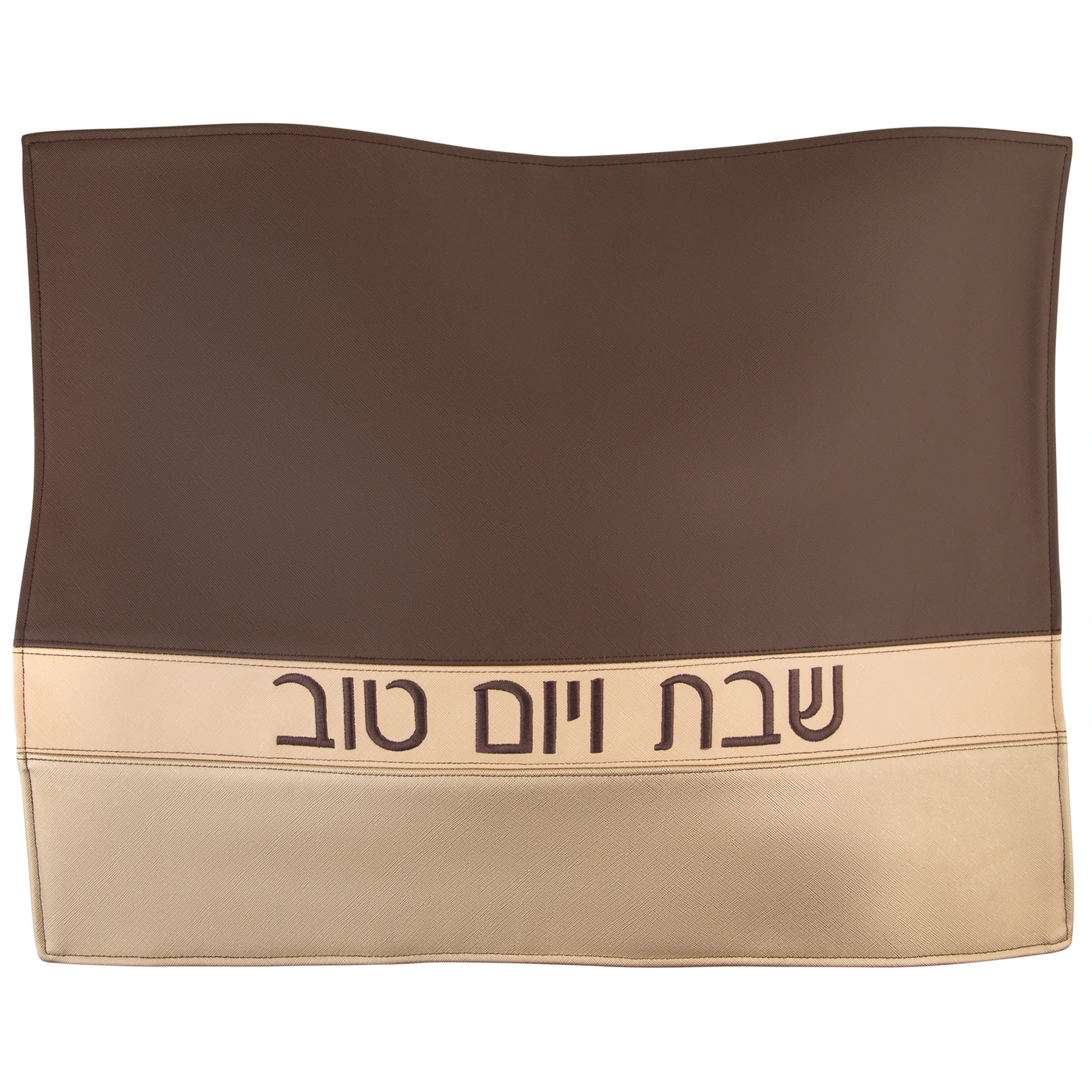 Horizontal Lined Challah Cover - Brown & Cream & Gold - Set With Style