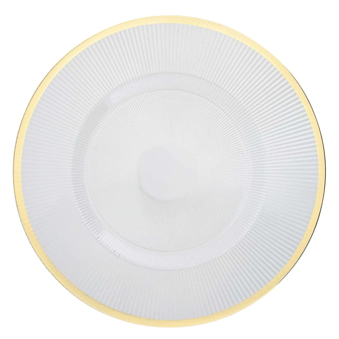 13" Ribbed Clear and Gold Plastic Charger Plate | 1 Charger - Set With Style