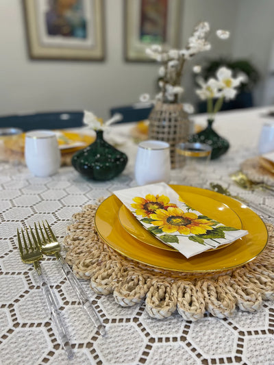 Embrace Effortless Hosting: The Convenience of a Complete Party Package for 16 with Sunflowers and Yellow Plates