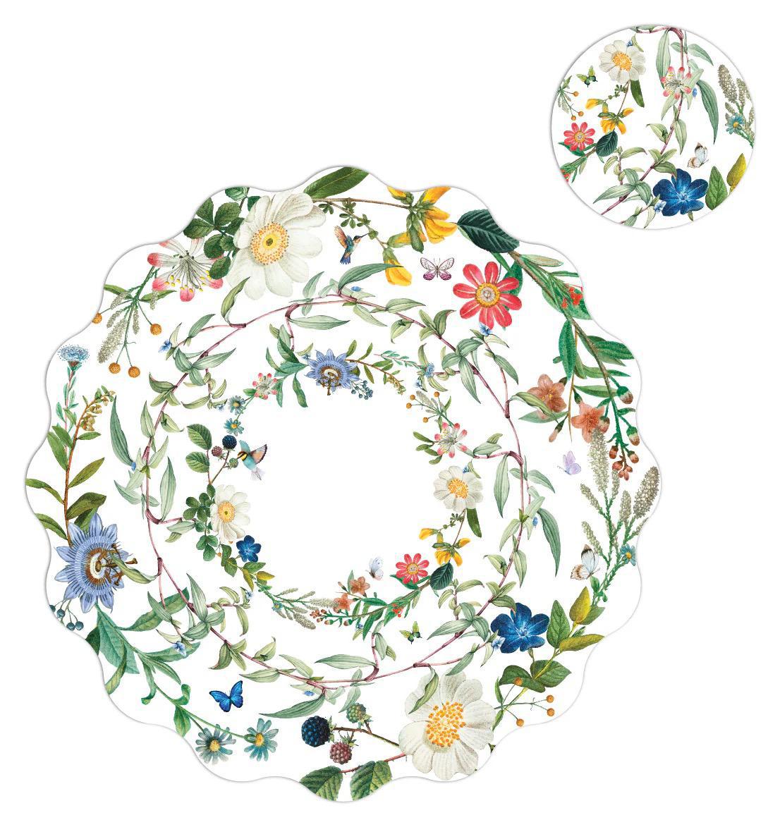 Scallop Shell Floral Paper Placemat With Coasters (12 Count)