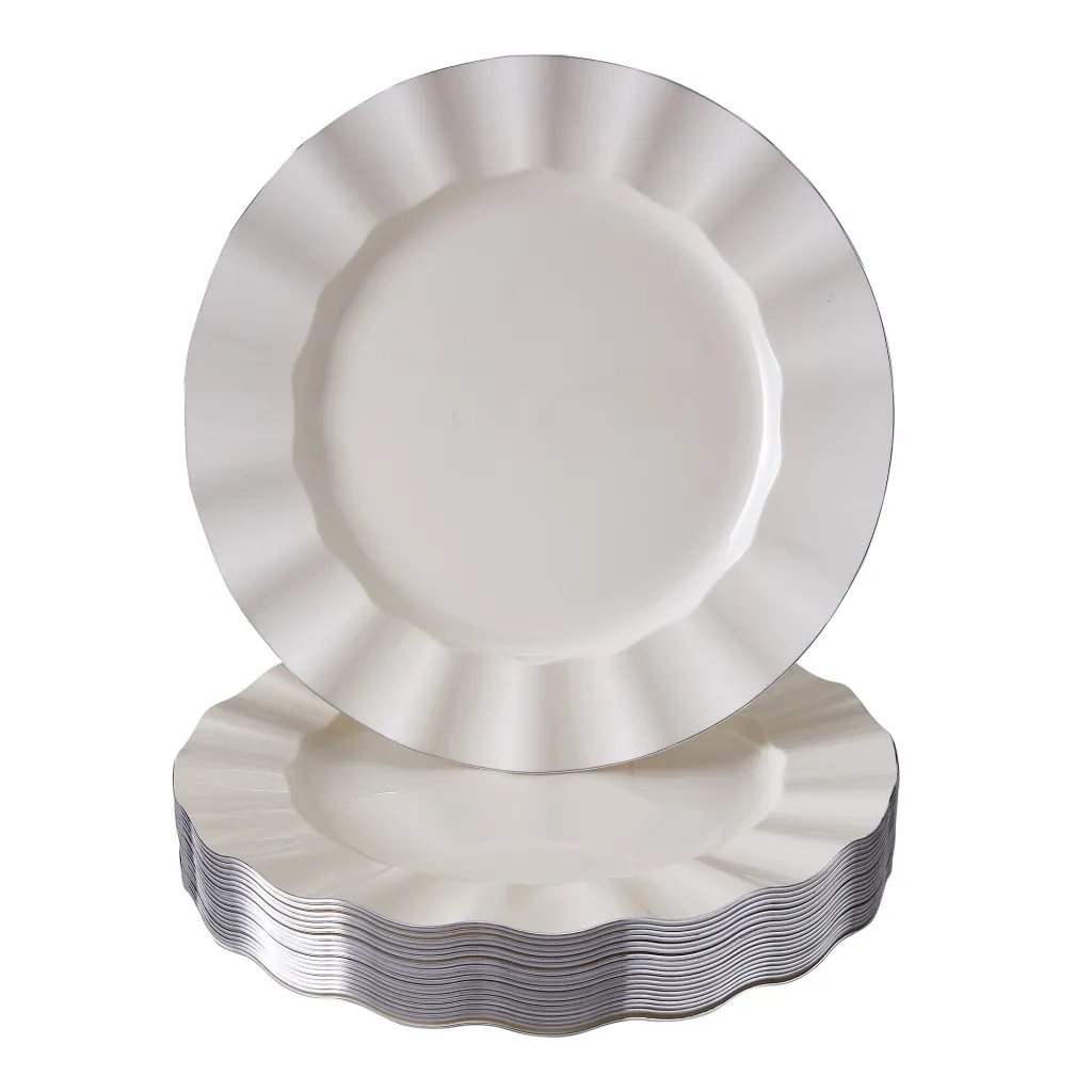 Veil Ivory With Silver Rim Dinnerware Collection