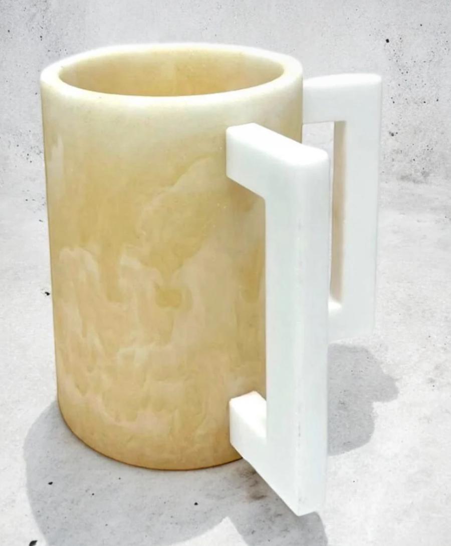 White And Gold Marble Resin Washing Cup (1 Count)