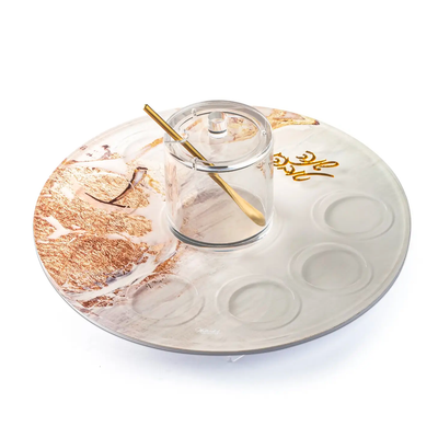 Painted Gold Simanim Plate (1 Count) - Set With Style