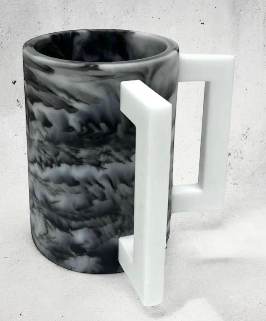 White And Black Marble Resin Washing Cup (1 Count)