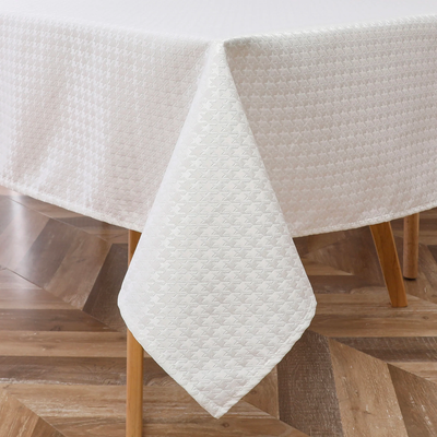 Houndstooth White Tablecloth Jacquard Collection #TC1373