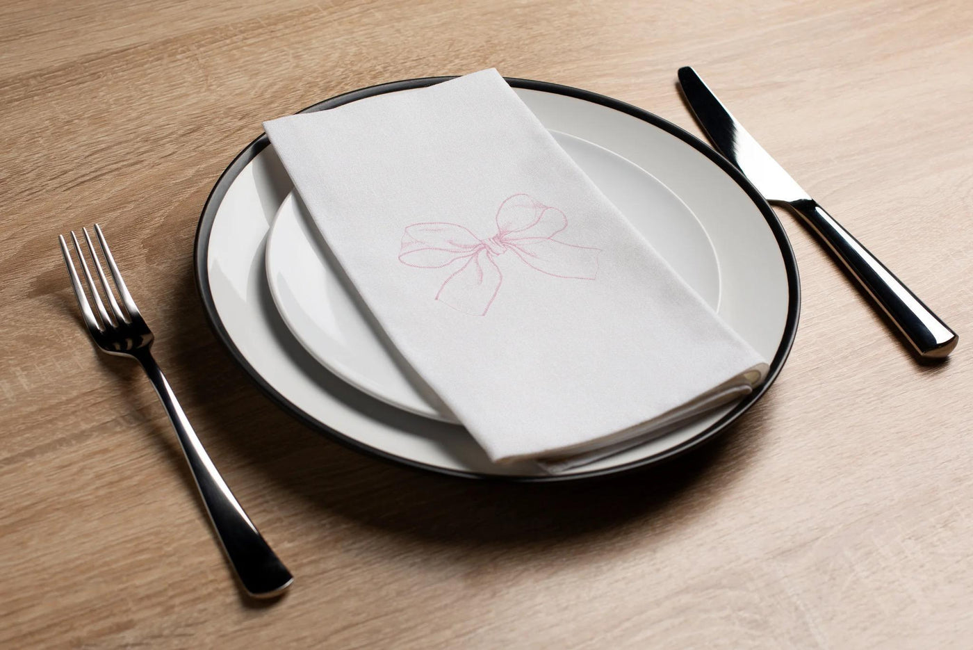 Mesh Bow Pink Linen Like Guest Towel (16 Count)