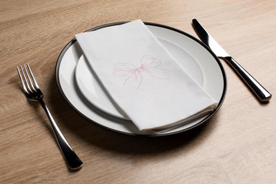 Mesh Bow Pink Linen Like Guest Towel (16 Count)