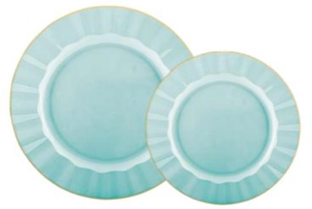 Petal Combo Plates Mint Green With Gold Rim (Service For 16)