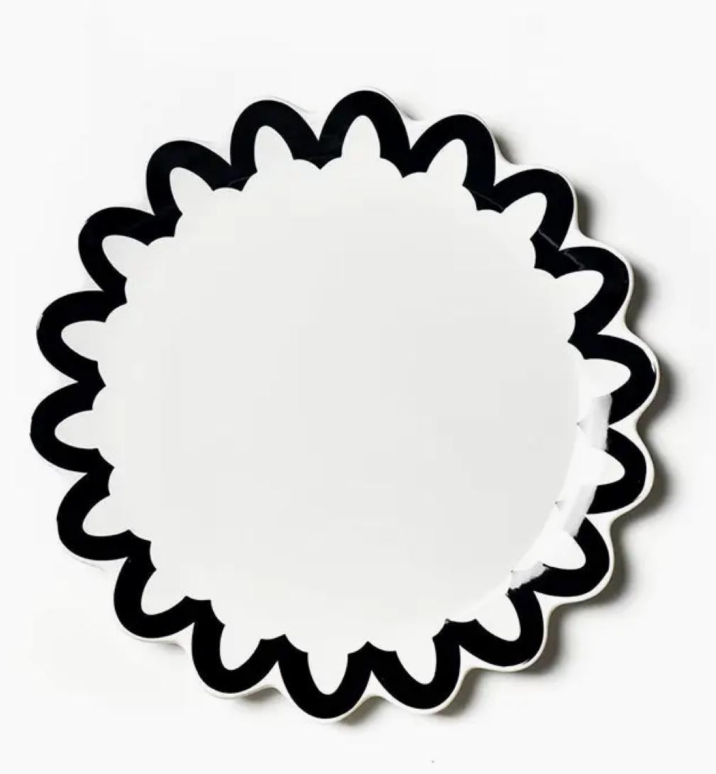 Black Arabesque Trim Scallop Edge Platter