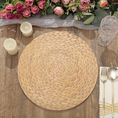 13" Natural Woven Rattan Print Round Charger (12 Count)