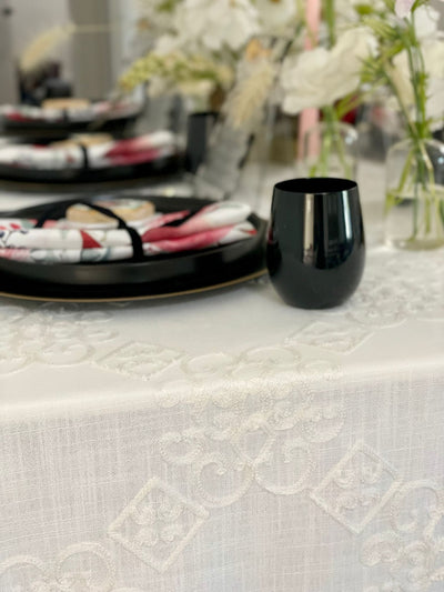 White Brocade Tablecloth Collection - Spillproof