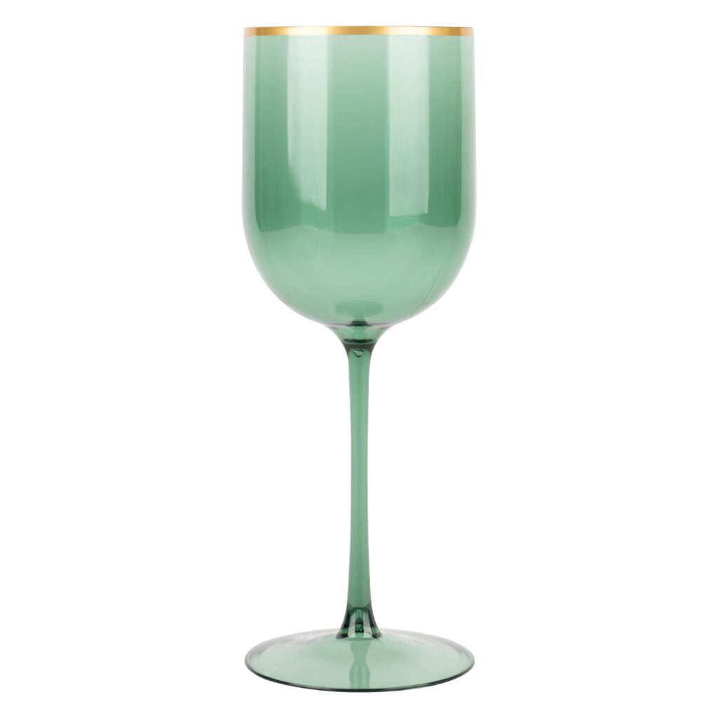 Wine Glasses Green Gold Rim (5 Count)