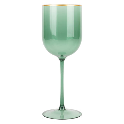 Wine Glasses Green Gold Rim (5 Count)