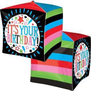 15" It's Your Birthday Sketchy Cube Balloon (1 Count) - Set With Style