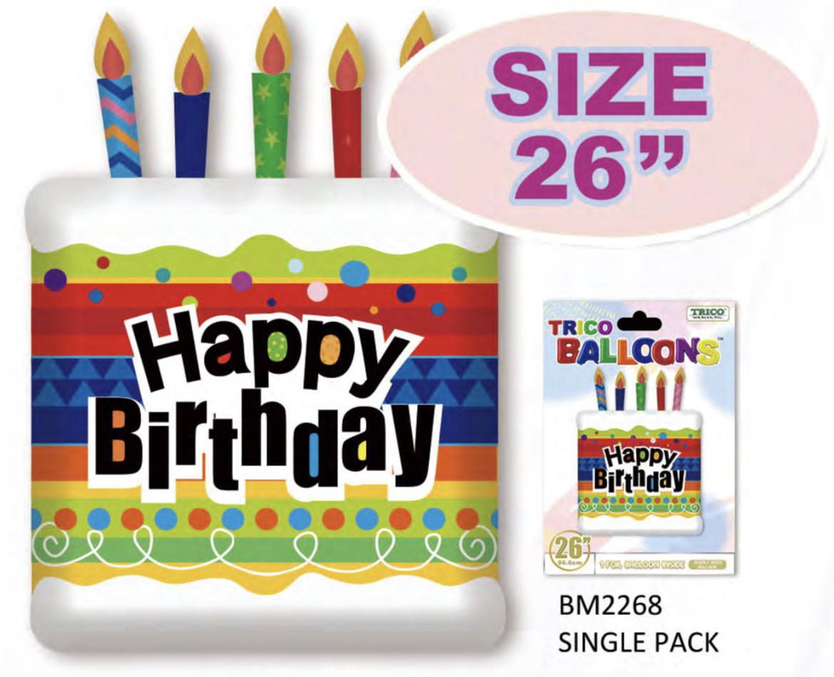 26" Jumbo Happy Birthday Balloon (1 Count) - Set With Style