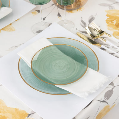 Crystal Design Combo Plates (7" & 10") Green Transparent with Gold Rim (Service for 16)
