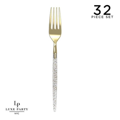 Gold Glitter Plastic Cutlery Set