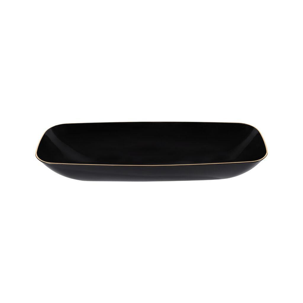 32oz. Black & Gold Rim Organic Salad Bowl (1 Count)