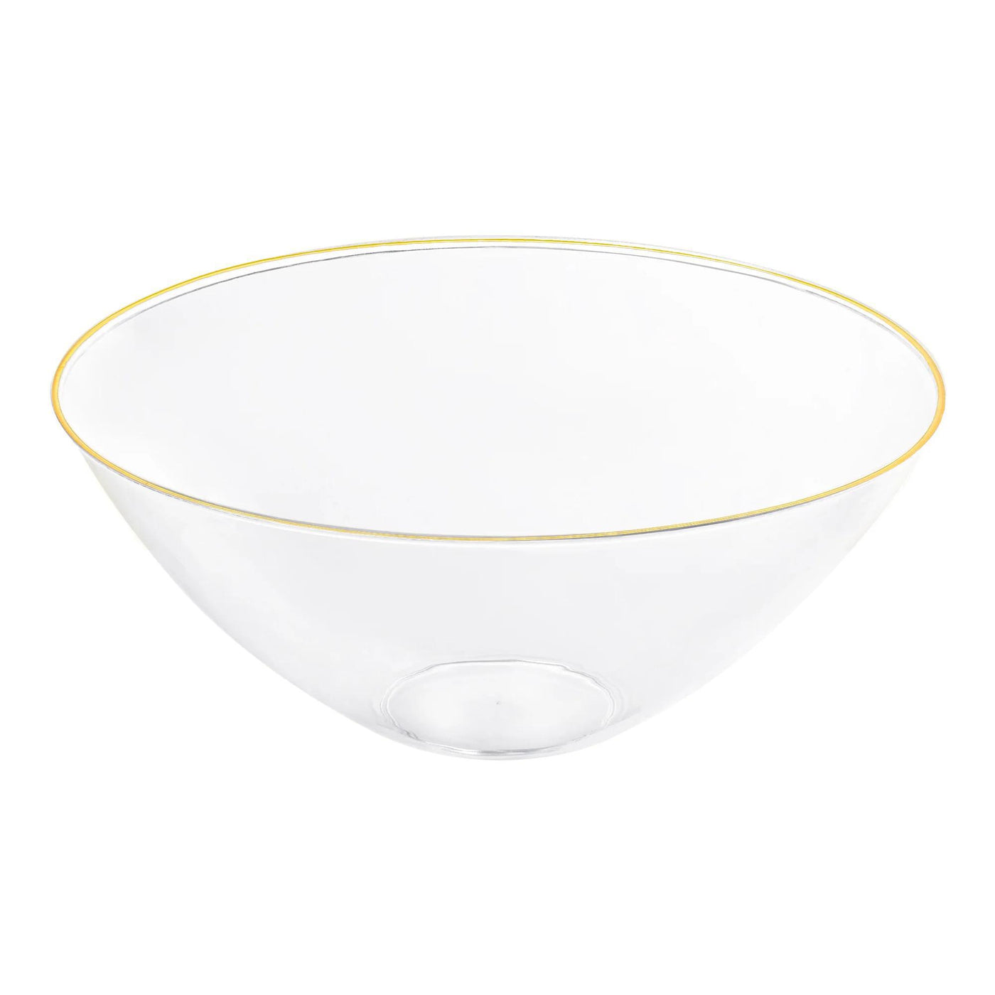 32 oz. Clear with Gold Rim Organic Round Plastic Bowls (5 Count)