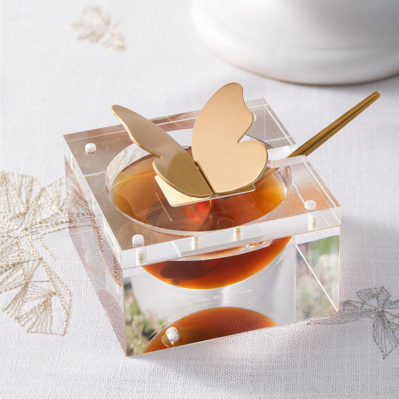 Luxe Honey Dish | Gold Butterfly Knob