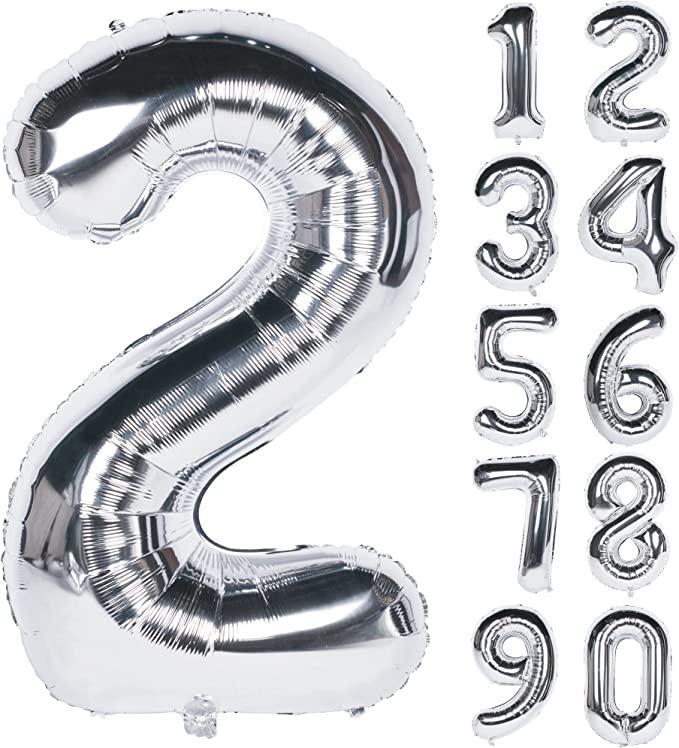 Silver Jumbo 34" Number Balloon Collection - Set With Style