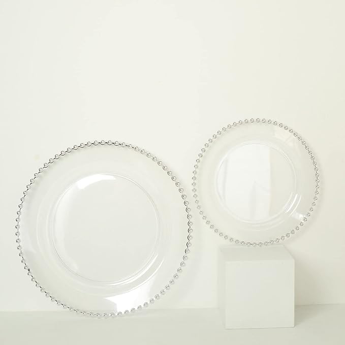 Clear & Silver Beaded Collection Dinnerware
