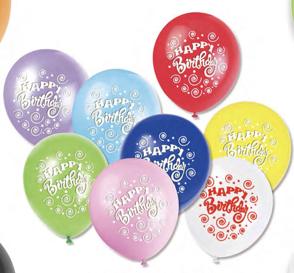 Happy Birthday Premium Latex Balloons (8 count) - Set With Style