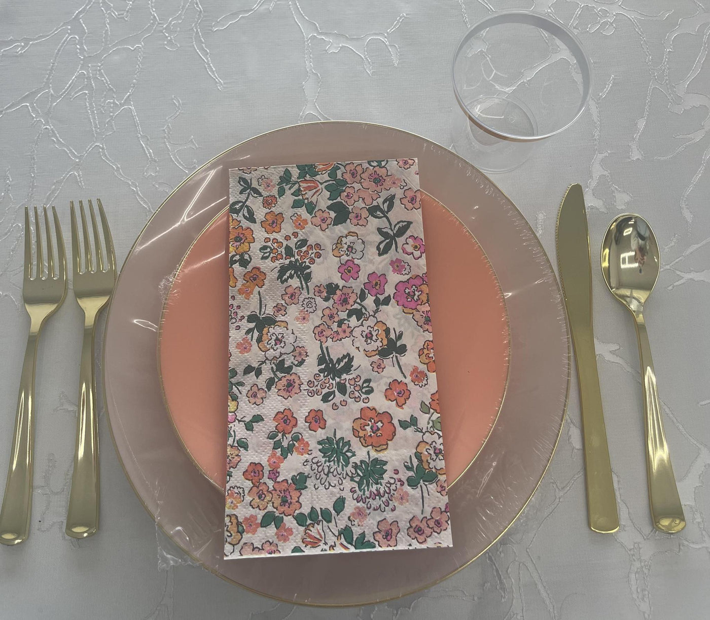 Blushing Coral Floral Table Package (Service For 16)