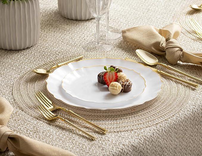 White & Gold Luxe Collection Plate Combo (Service For 16)