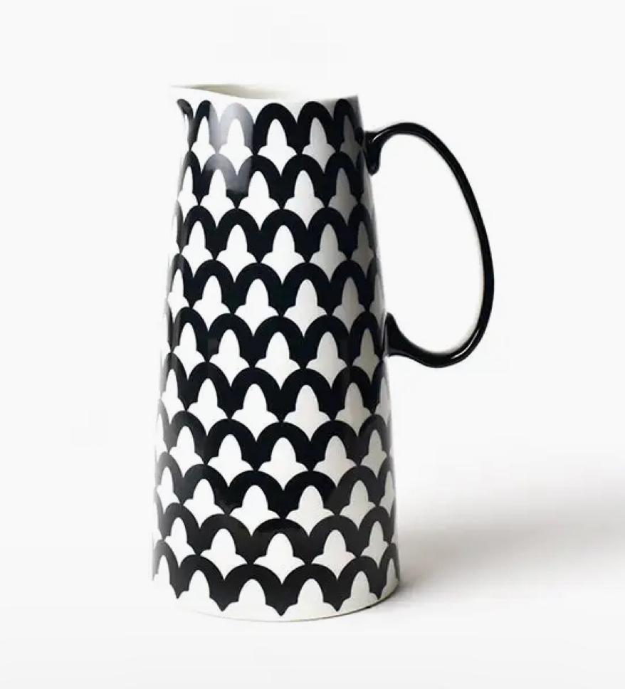 Black Arabesque Pedestal Pitcher