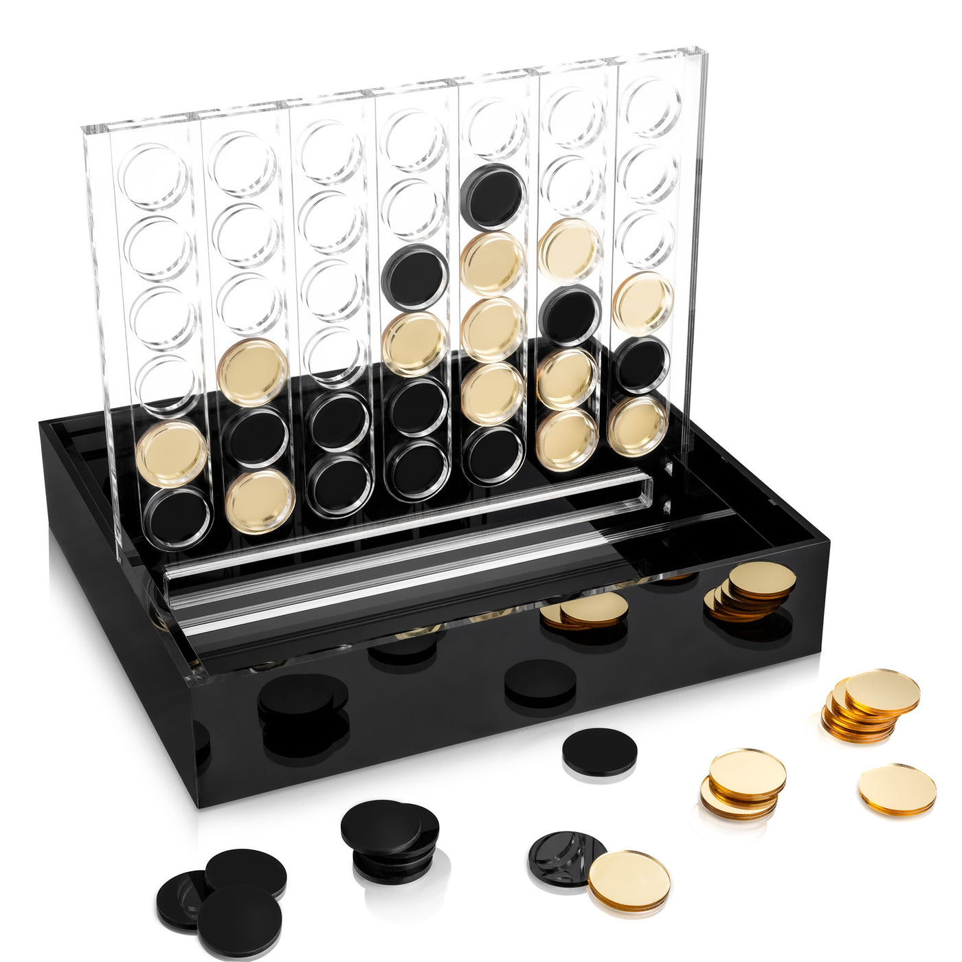 Luxury Black And Gold Lucite 4 In A Row Game Set (1 Count)