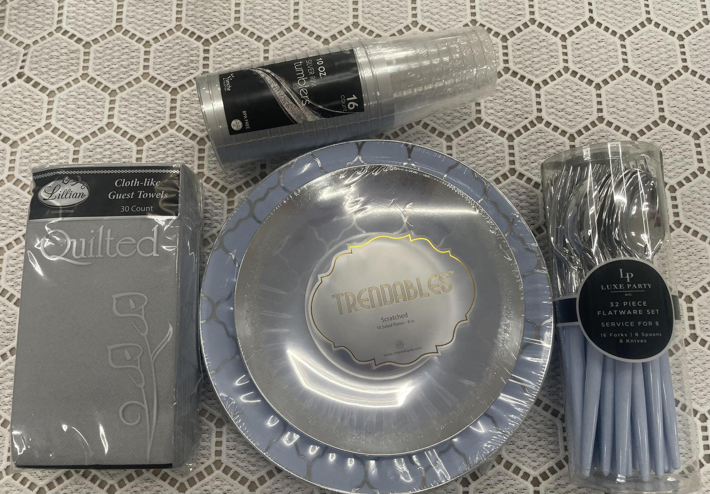 Icy Silver Splendor Tableware Ensemble Package (Service For 16)