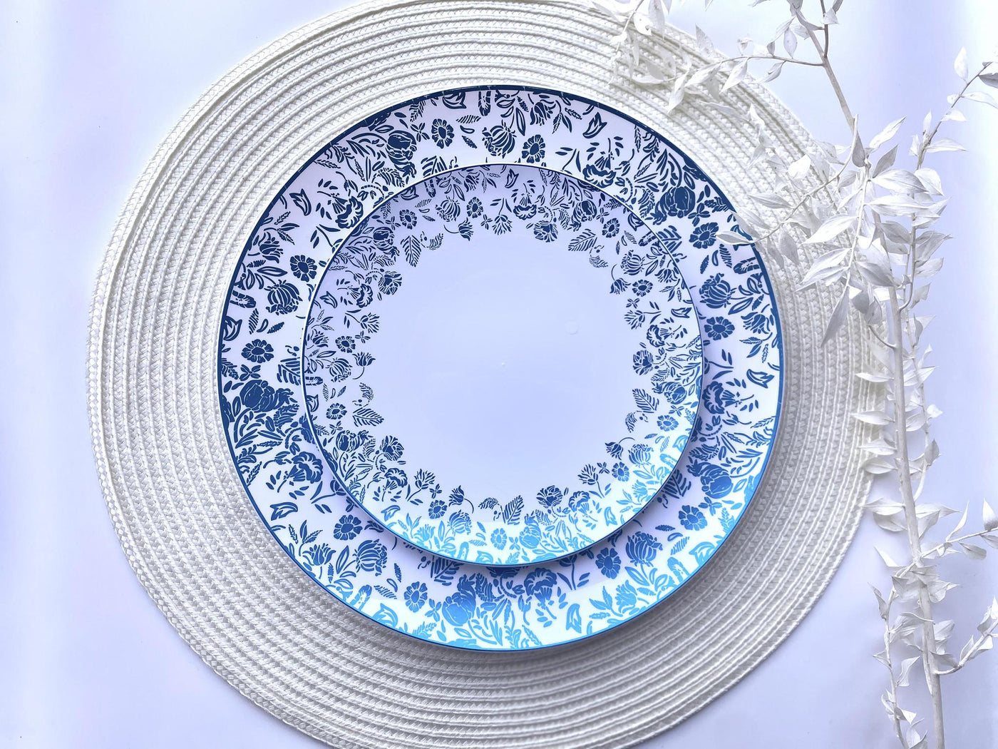 Blue & White Flower Model Plate Collection