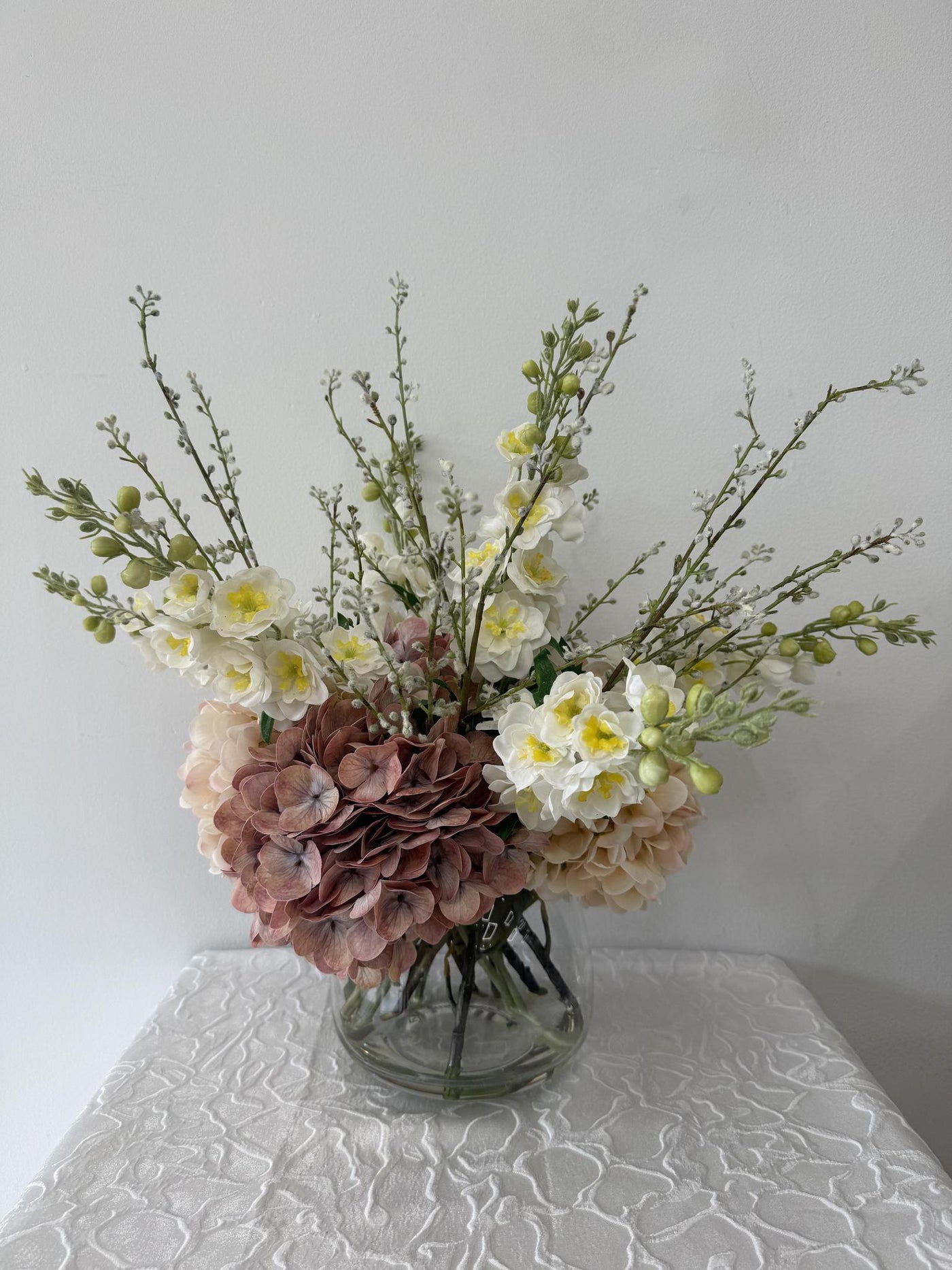 Blushing Bloom Vase Faux Floral Arrangement