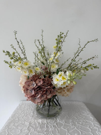 Blushing Bloom Vase Faux Floral Arrangement