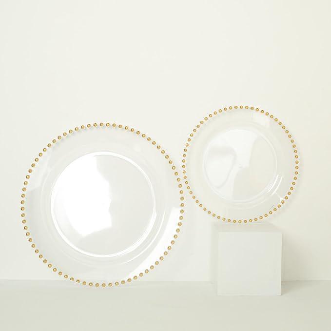 Clear With Gold Beaded Dinnerware Collection
