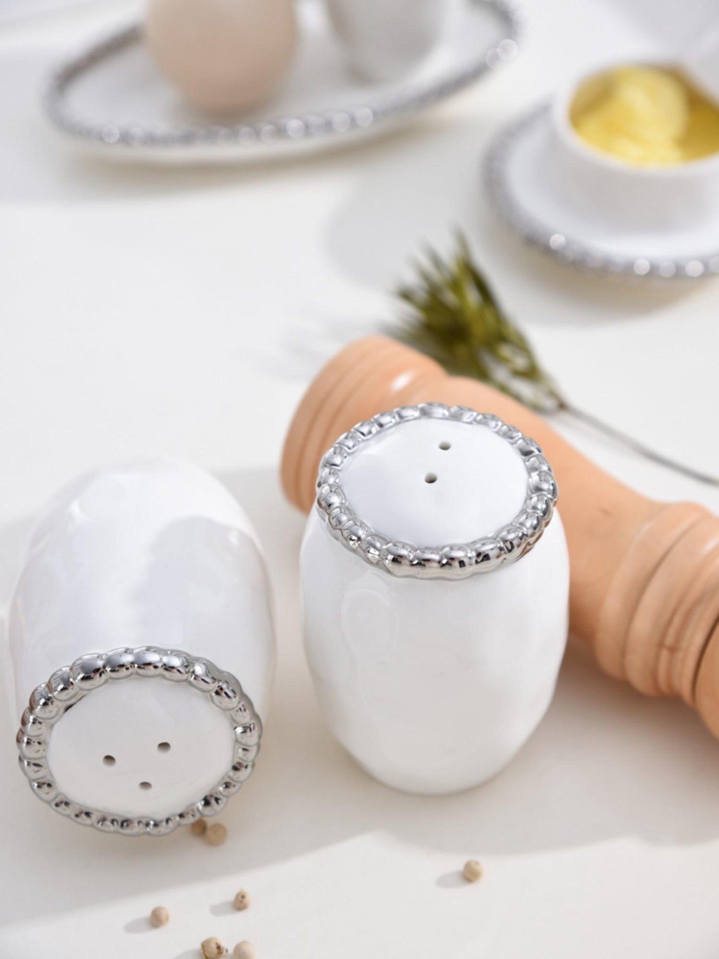 Silver And White Salt & Pepper Shakers (1 Count)